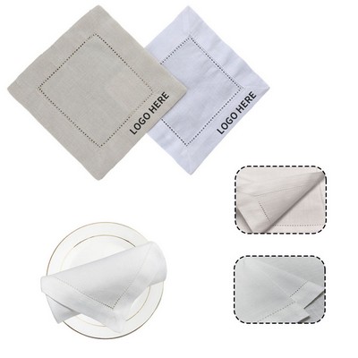 Embroidered Linen Cotton Cocktail Napkins for Weddings and Dining