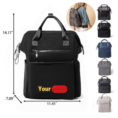 Large-Capacity Polyester Laptop Backpack with RFID Blocking & Handle