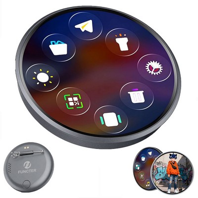 1.85" Round Shape Smart Digital Badge Pin with LED Screen Rechargeable Interactive E-Badge