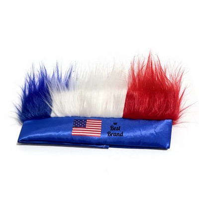 USA Flag Patriotic Furry Headband For Sports And Events