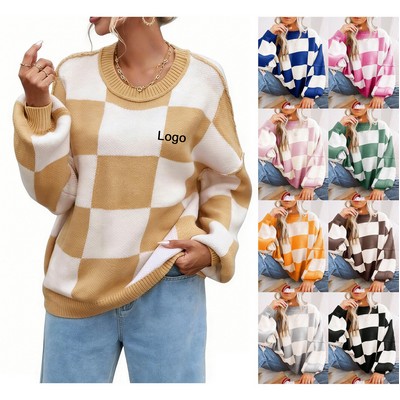 Women's Spring Fashion Long Sleeve Knit Turtleneck Loose Pullover Sweater