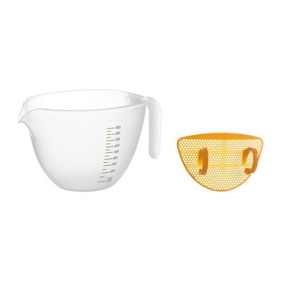 Measuring Cup with Strainer and Scale 1L Large Capacity Plastic Egg Beating Cup for Baking
