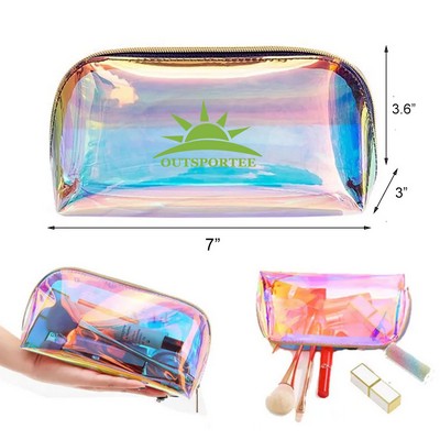 Holographic Iridescent Makeup Bag TPU Clear Travel Organizer