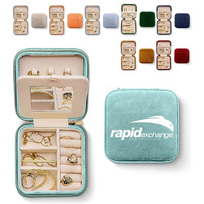Plush Velvet Travel Jewelry Box Organizer