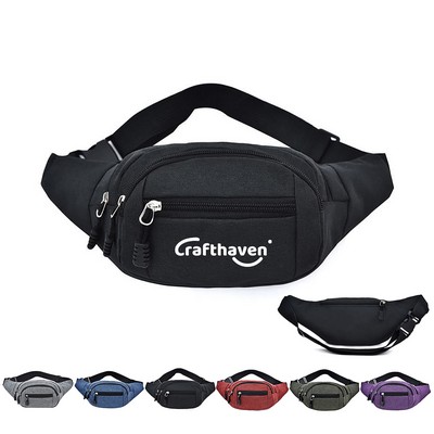 Crossbody Waist Bag with 4 Zipper Pockets