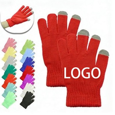 Acrylic Three Finger Knit Touchscreen Gloves