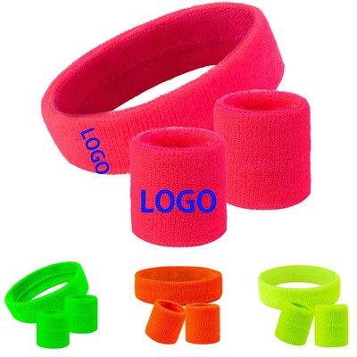 Cotton Athletic Headband and Wristband Set