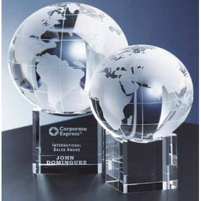 Rotating Crystal Globe Award On Base (3 1/8" x 4 3/4")