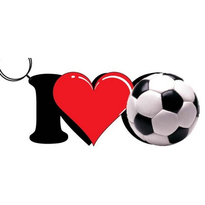 I Love Soccer Key Chain w/Clear Mirrored Back (12 Square Inch)
