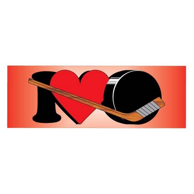 I Love Hockey Panoramic Badge w/ Bar Pin (1 5/8"x4 5/8")