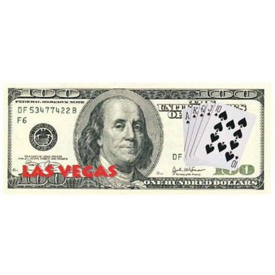 Las Vegas Royal Flush $100 Bill Magnet w/ Strip Magnet (4 Square Inch)