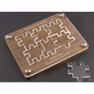 Acrylic 6 Piece Puzzle Award w/ Wood Base