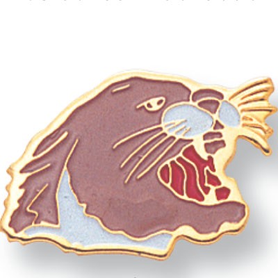 Etched Enameled Mascot Cougar Pin