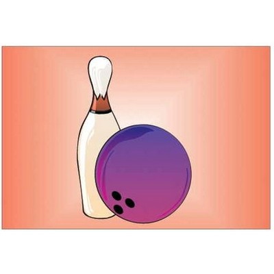 Bowling Pin & Ball Rectangle Badge w/ Bar Pin (2"x3")