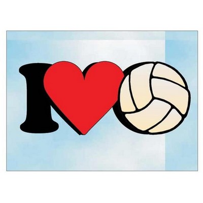 I Love Volleyball Rectangle Badge w/ Bar Pin (2"x3")