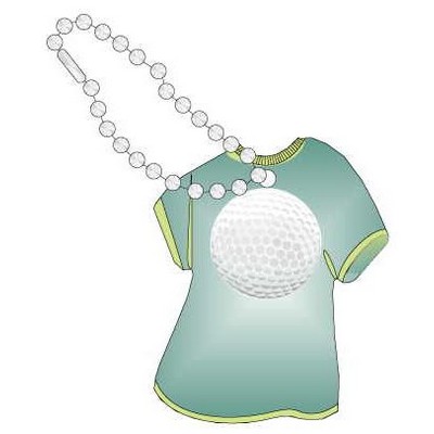 Golf Ball Promotional T-Shirt Key Chain w/ Black Back (4 Square Inch)