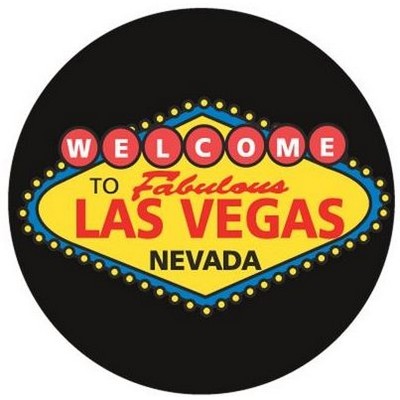 Welcome to Las Vegas Sign Round Badge w/ Bar Pin (2.5" Diameter)