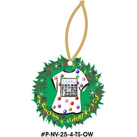 Bingo Card T-Shirt Promotional Wreath Ornament w/ Black Back (4 Square Inch)