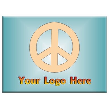 Peace Sign Rectangle Badge w/ Bar Pin (2 1/2"x3 1/2")