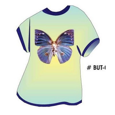 Blue Butterfly T Shirt Acrylic Coaster w/Felt Back