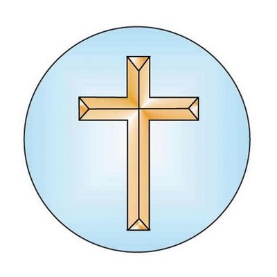 Gold Cross Round Badge w/ Bar Pin (2 1/2" Diameter)