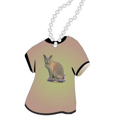 Burmese Cat Promotional T Shirt Key Chain w/ Black Back (4 Square Inch)