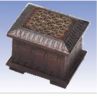 Wood Chest w/Inlay Circle Pattern (4"x4"x3 1/8")