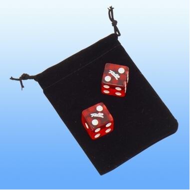 2 Dice in a Velvet Drawstring Pouch