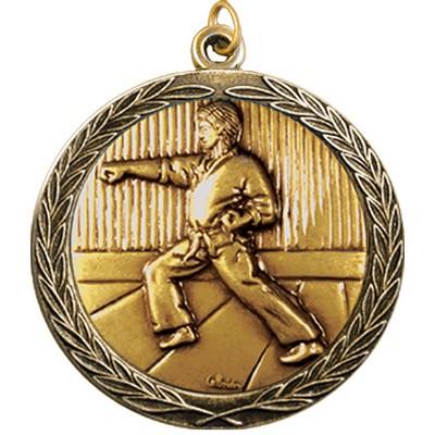 Stock Medal w/ Round Edge & Wreath (Karate) 2 1/2"