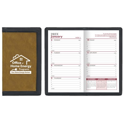 2 Tone Vinyl Cover Weekly Planner w/ 1 Color Insert & Map