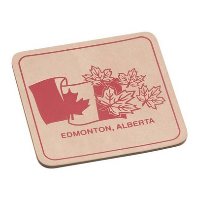 Square Natural Leather Single Coaster w/ Round Corners