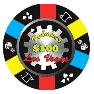 Las Vegas $100 Poker Chip Maxi Magnet (4 Square Inch)