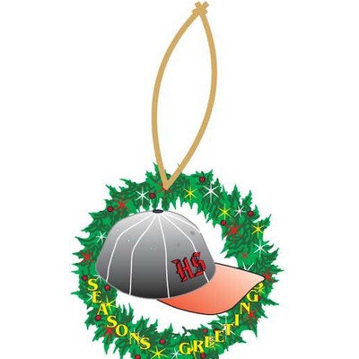 Baseball Cap Wreath Ornament w/ Black Back (2 Square Inch)