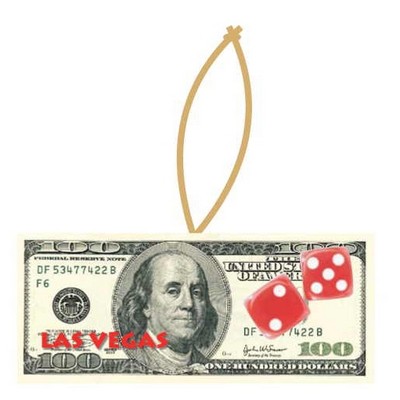 Las Vegas Dice $100 Bill Ornament w/ Clear Mirrored Back (3 Square Inch)