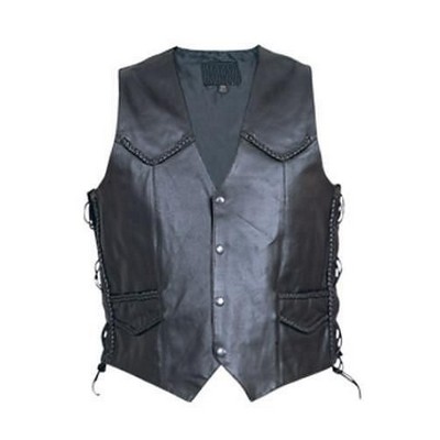 Men's Braided Style Leather Vest w/Side Laces