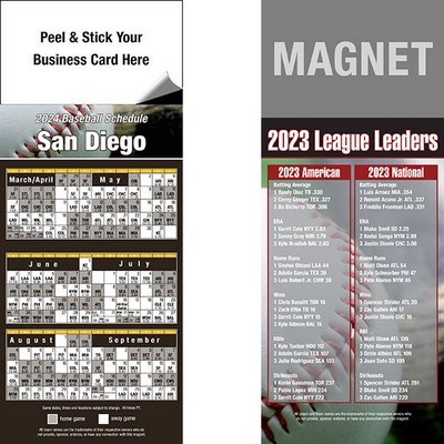 Peel and Stick San Diego Pro Baseball Schedule Magnet (3 1/2"x8 1/2")