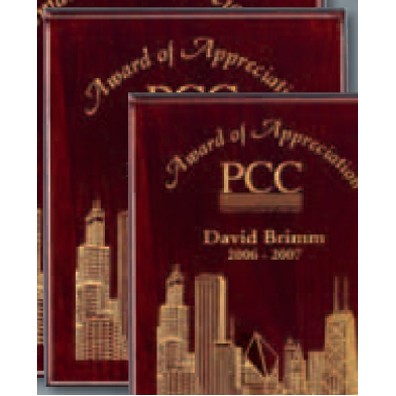 Piano Finish Rosewood Plaque w/Gold Filled Laser Engraving (8"x10")