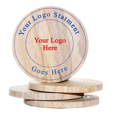 Natural Radiant Sandstone Round Coasters (Set of 4)