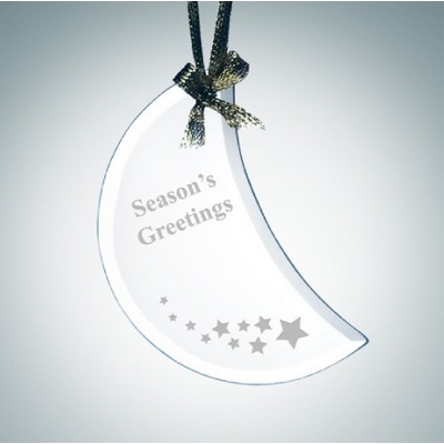 Beveled Moon Shape Jade Glass Ornament