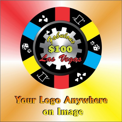 Las Vegas $100 Poker Chip Metal Photo Magnet (2 1/2" Square)