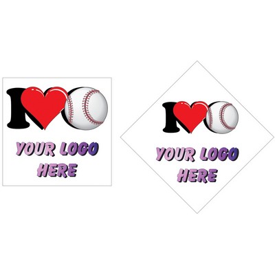 I Love Baseball Metal Photo Magnet w/ Magnetic Back (2 1/2" Square)