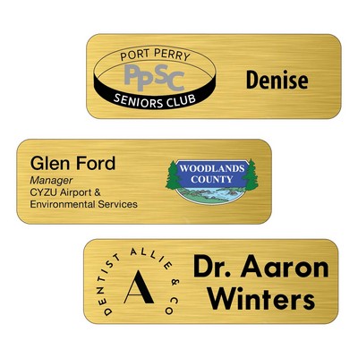 Satin Gold 1" x 3" Name Tags