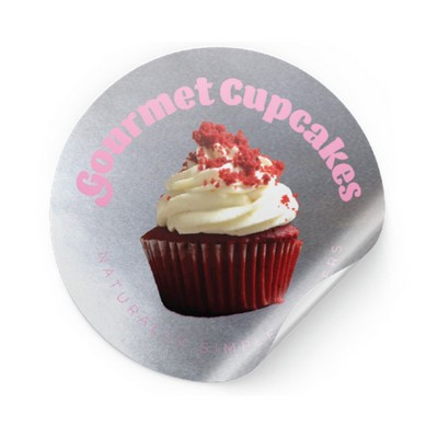 5" dia. Kwik-Ship Chrome Polyester Digital Print Circle Decal