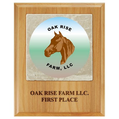 Red Alder Plaque w/Tumbled Stone Tile (8"x10")