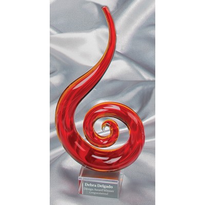 11" Red Fire Art Glass Award