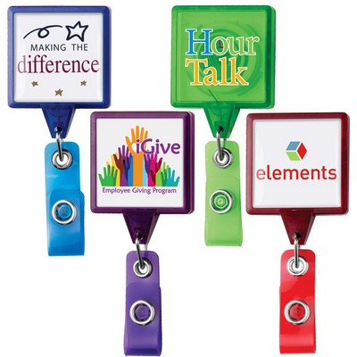 Jumbo Square Retractable Badge Reel, translucent color