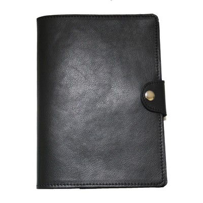 Ashlin® Designer Porchia Midnight Black Medium Leather Journal w/Snap Closure