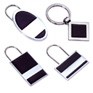Stock Key Chain - Black Horizontal Rectangle w/White Stripe Fob