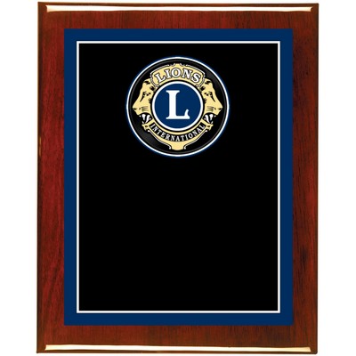 Rosewood Piano Finish Plaque with Lions Club Brass Plate, 8 x 10"
