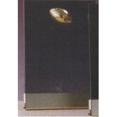 Smoked Glass Plaque Award w/Gold Football Accent, Gold Plastic Mounts & Base (6"x8.5")
